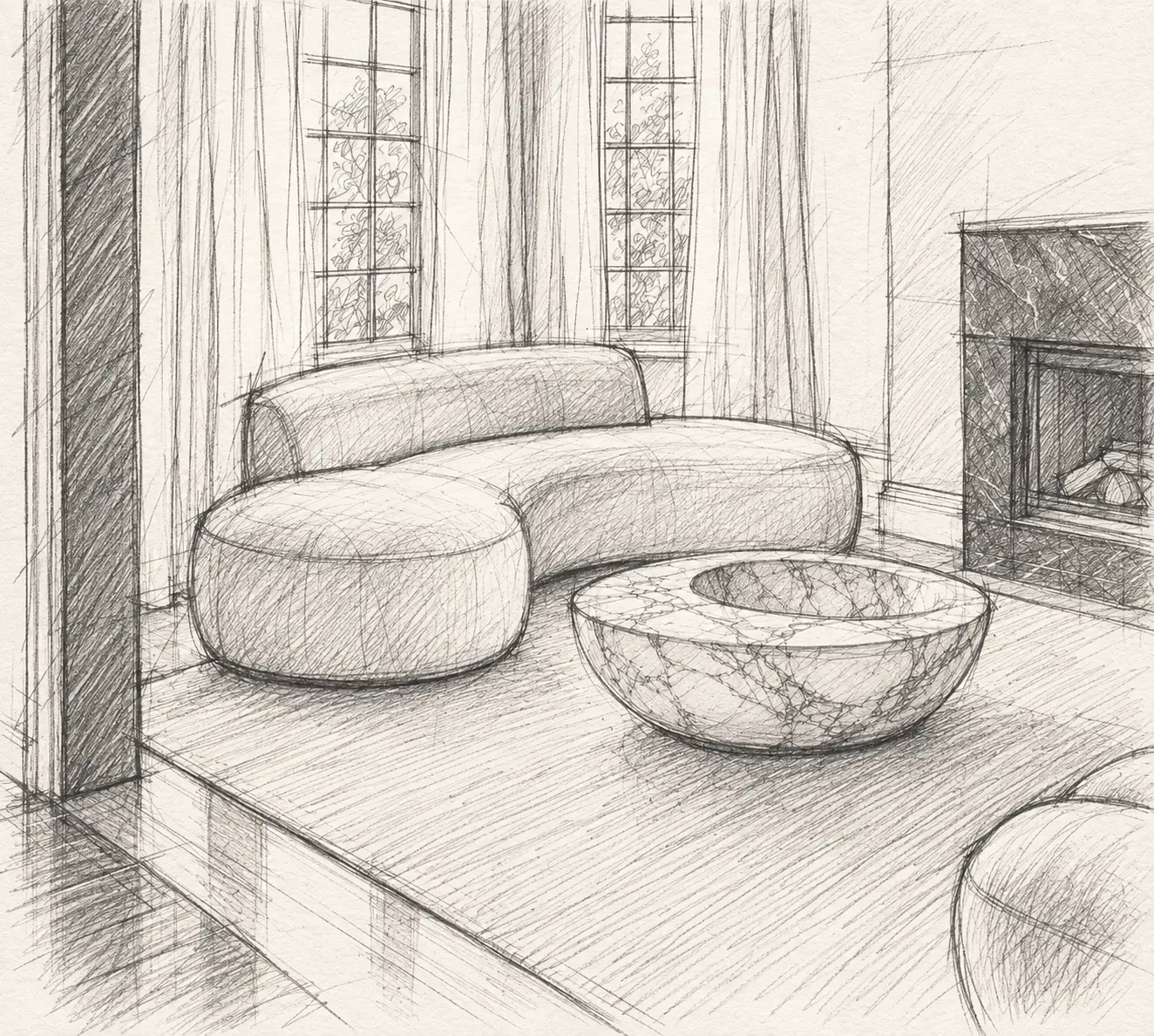 Hand-drawn bespoke design sketch by Studio IB Milano